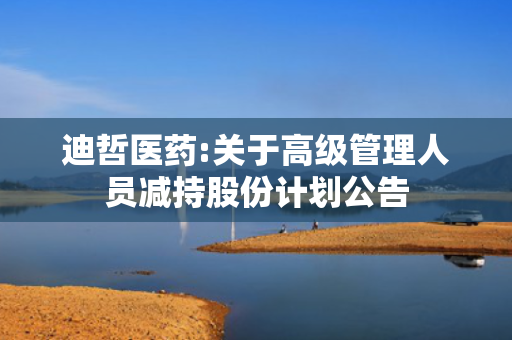 迪哲医药:关于高级管理人员减持股份计划公告