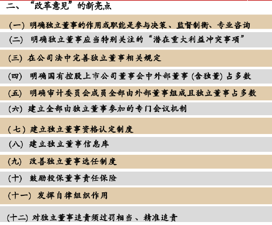余兴喜：“独董制度改革意见”12大亮点值得关注，明确独立董事的作用或职能是参与决策、监督制衡、专业咨询