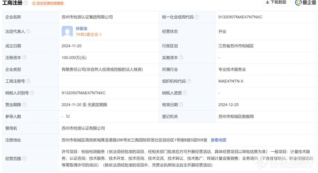 苏州市检测认证集团有限公司成立！整合纤检院、质检院及计量院，注册资本10亿 第3张