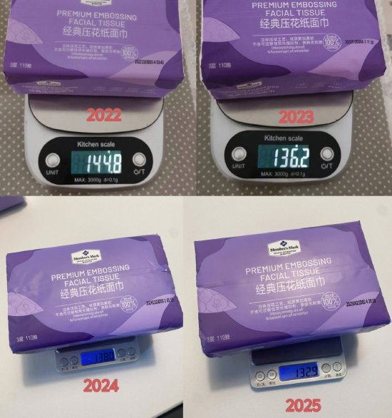 山姆经典纸面巾被曝每年减重，客服回应！